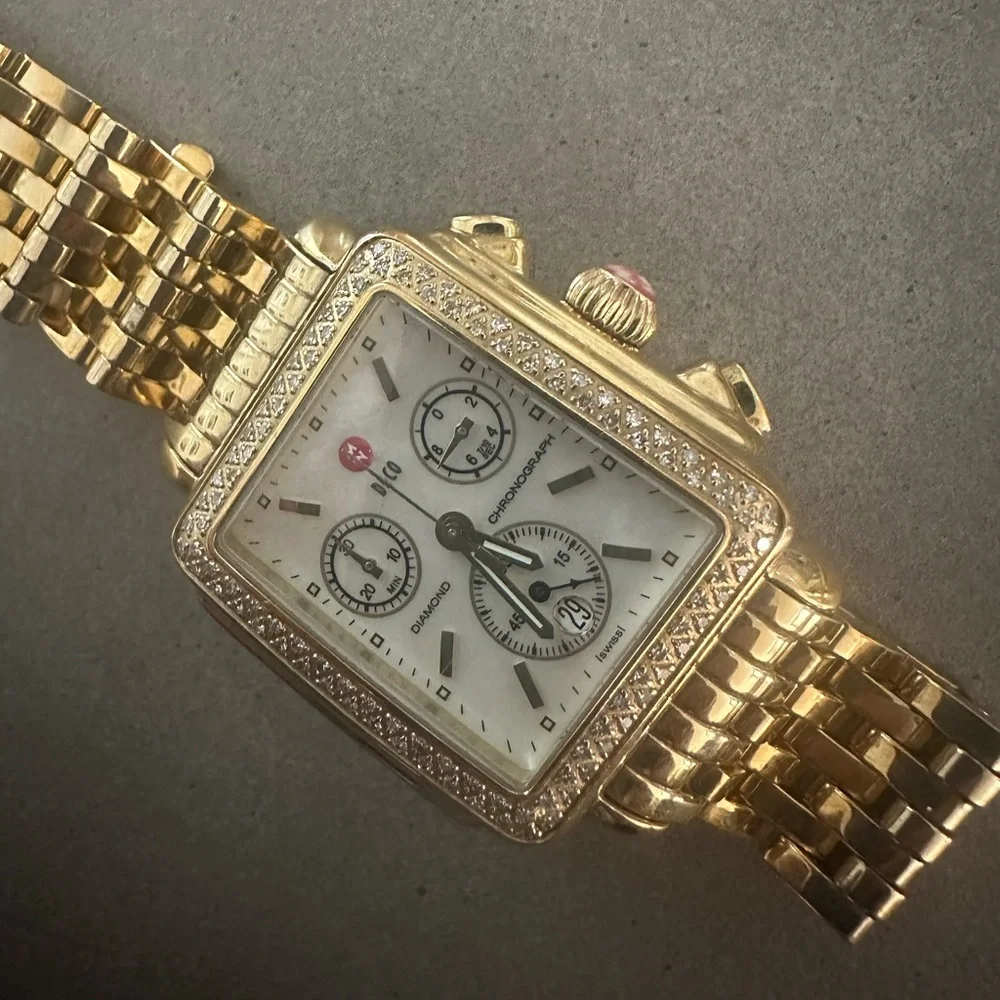 Michele Deco 18k Gold Diamond Watch